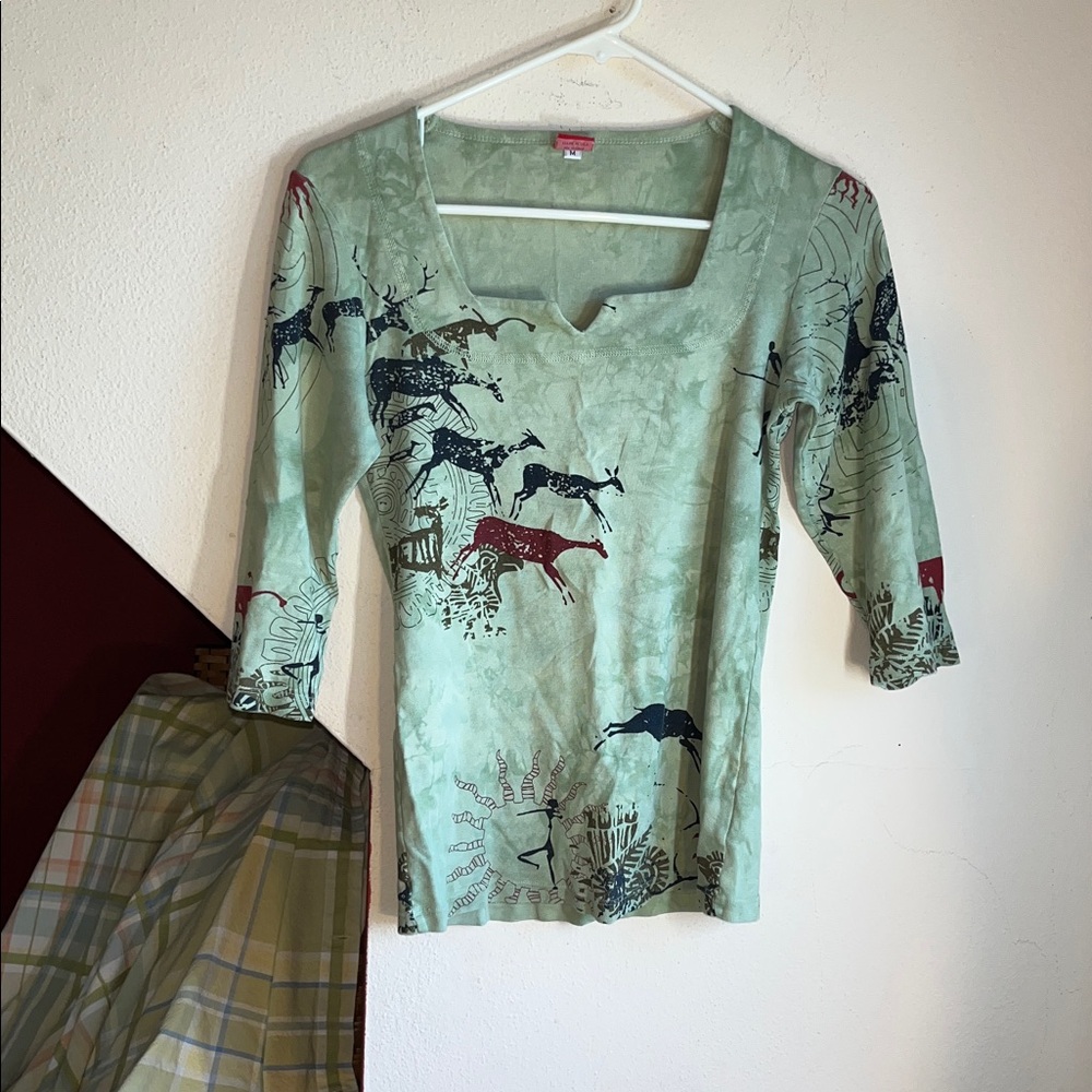 Green‎ Animal Print Top
